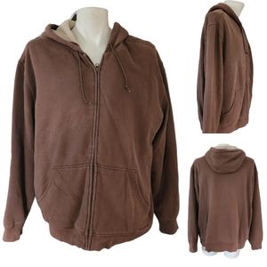 Vtg. L. L. Bean Katahdin Iron Works Brown Fleeced Lined Hooded Sweatshirt XL